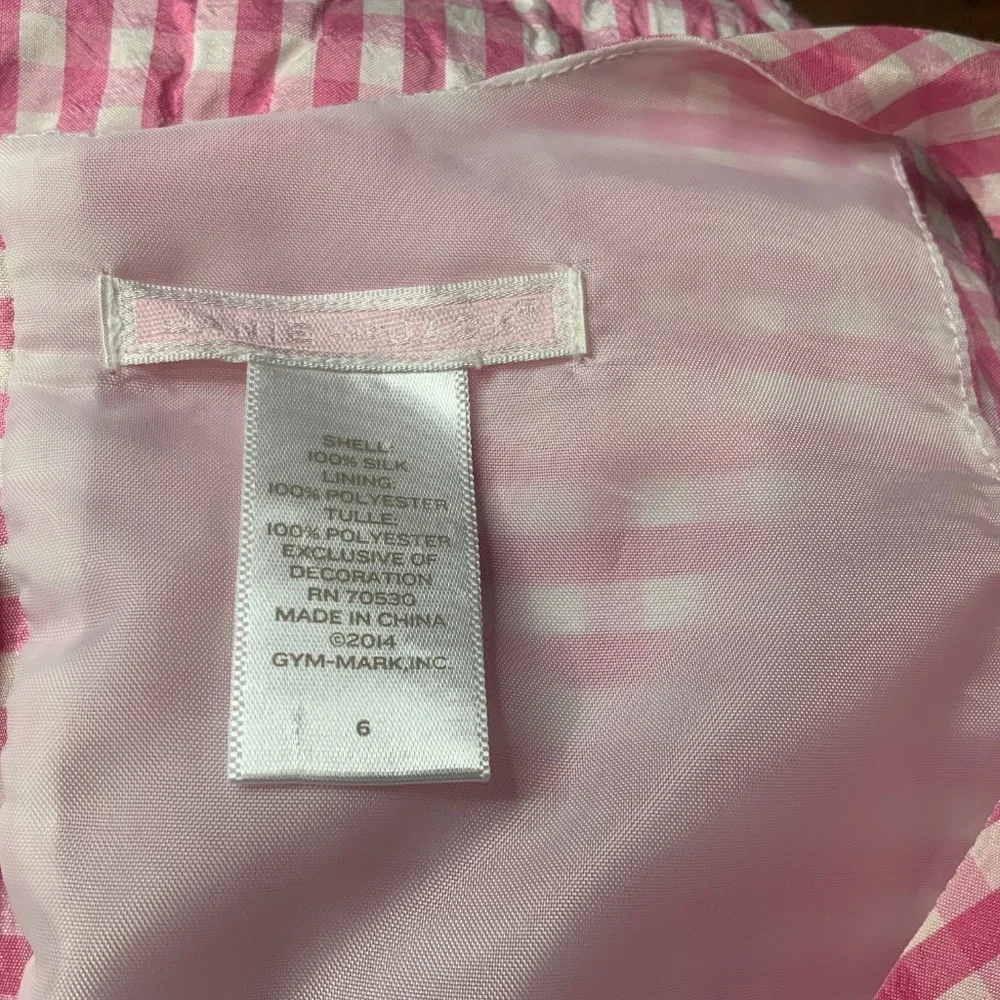 Janie and Jack Pink Gingham Dress With Bow Size 6